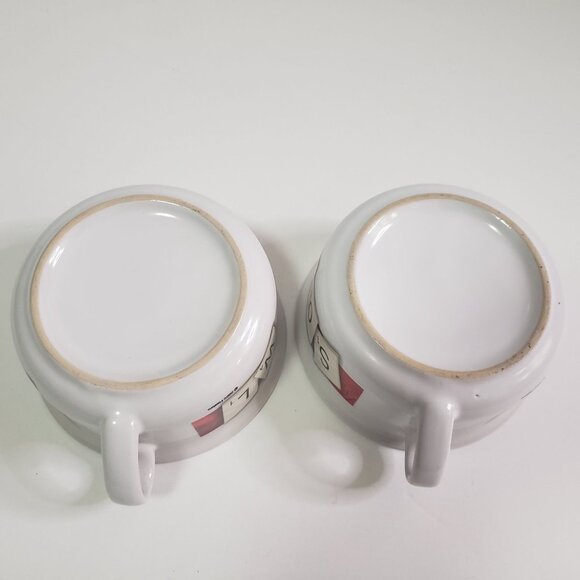 Scrabble Soup Bowl Set Of Two White Ceramic 2005 Hasbro Handles Mug Cup - Picture 8 of 8